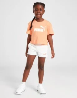 Puma Girls' Core T-Shirt & Shorts Set Children -Sport Vêtements Magasin jd 520843 c